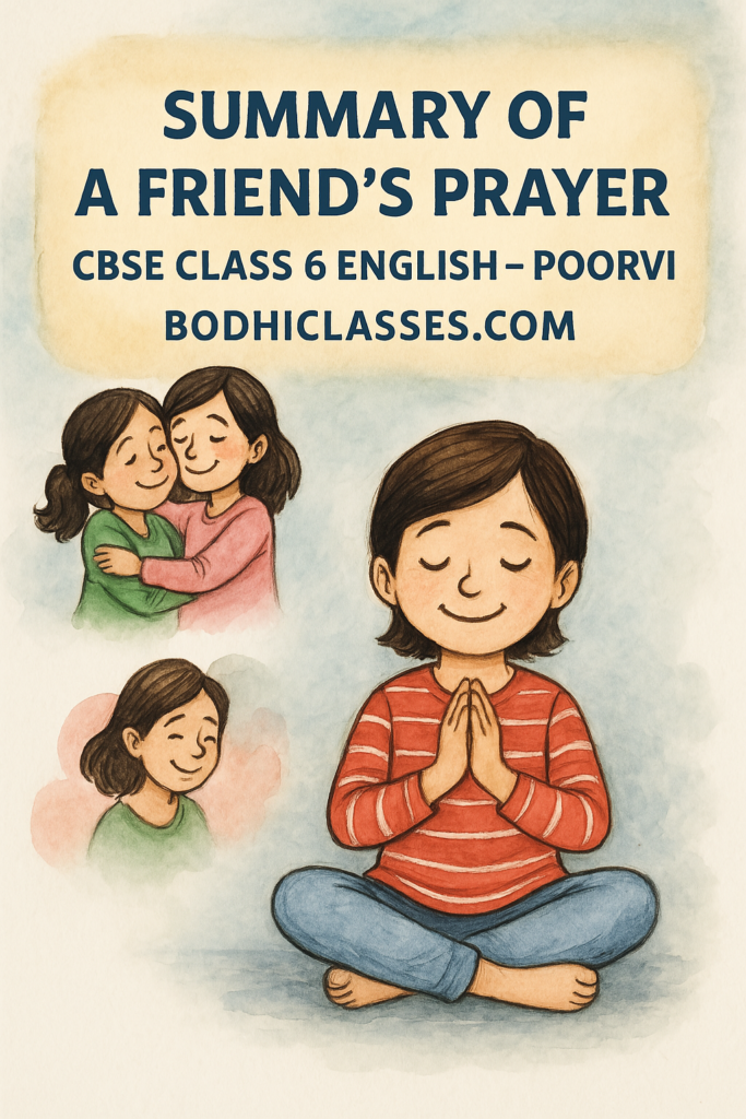 Summary of A Friend’s Prayer CBSE Class 6 English